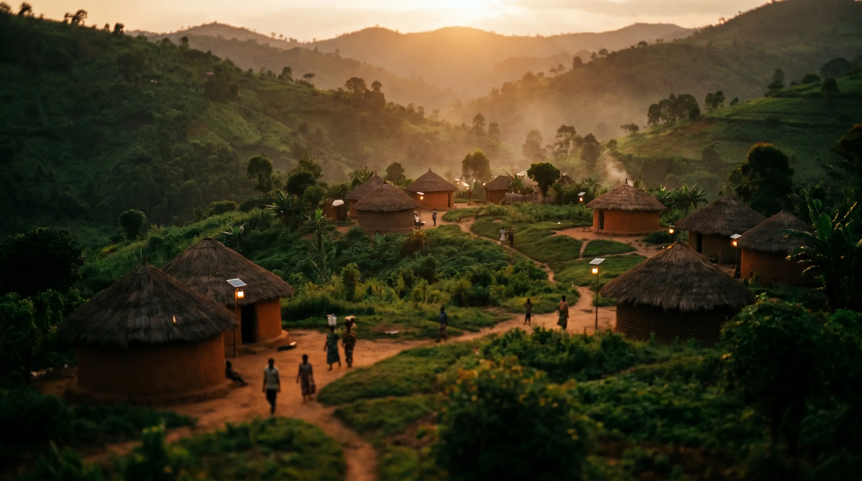 Un village de RDC au coucher du soleil